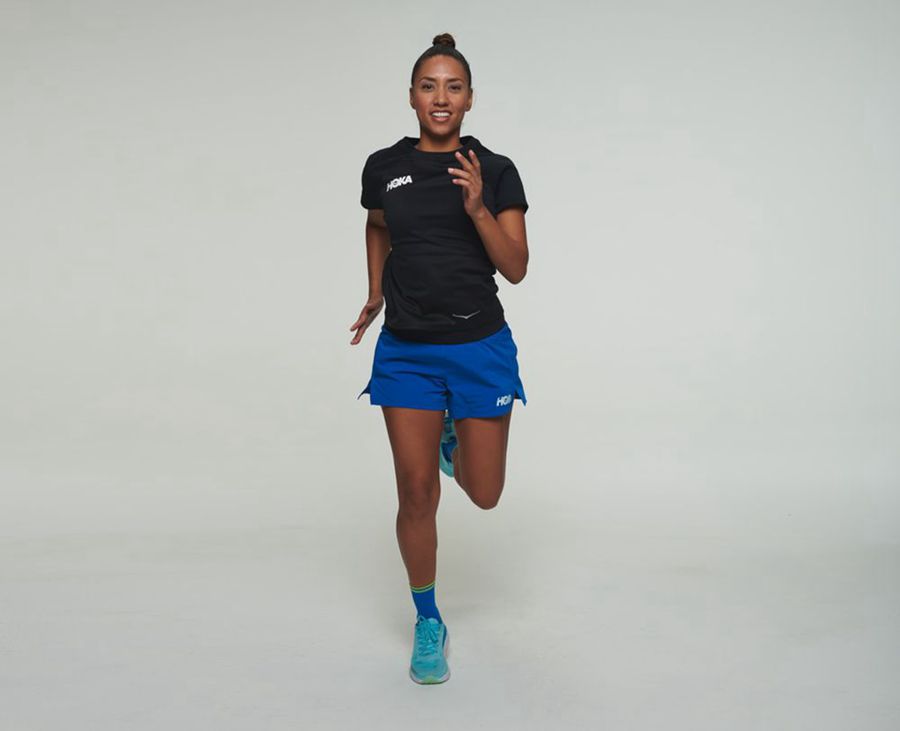 Hoka One One Performance Short Sleeve - Women Tee - Black,Australia HRA-329587